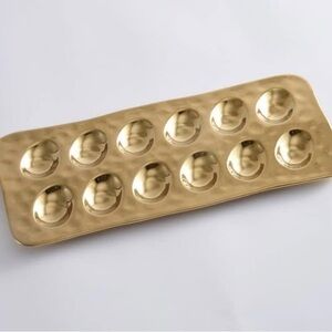 Pampa Bay Titanium-Plated Porcelain Deviled Egg Tray 14.5" x 6" - Gold  **NEW**